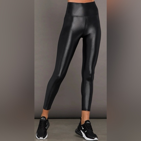 Carbon38 Pants - Carbon38 7/8 Legging in Takara Shine/Liquid/Faux Leather